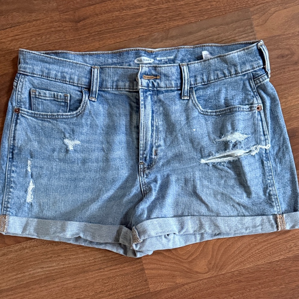 Old Navy Light Blue Distressed Cuffed Denim Shorts